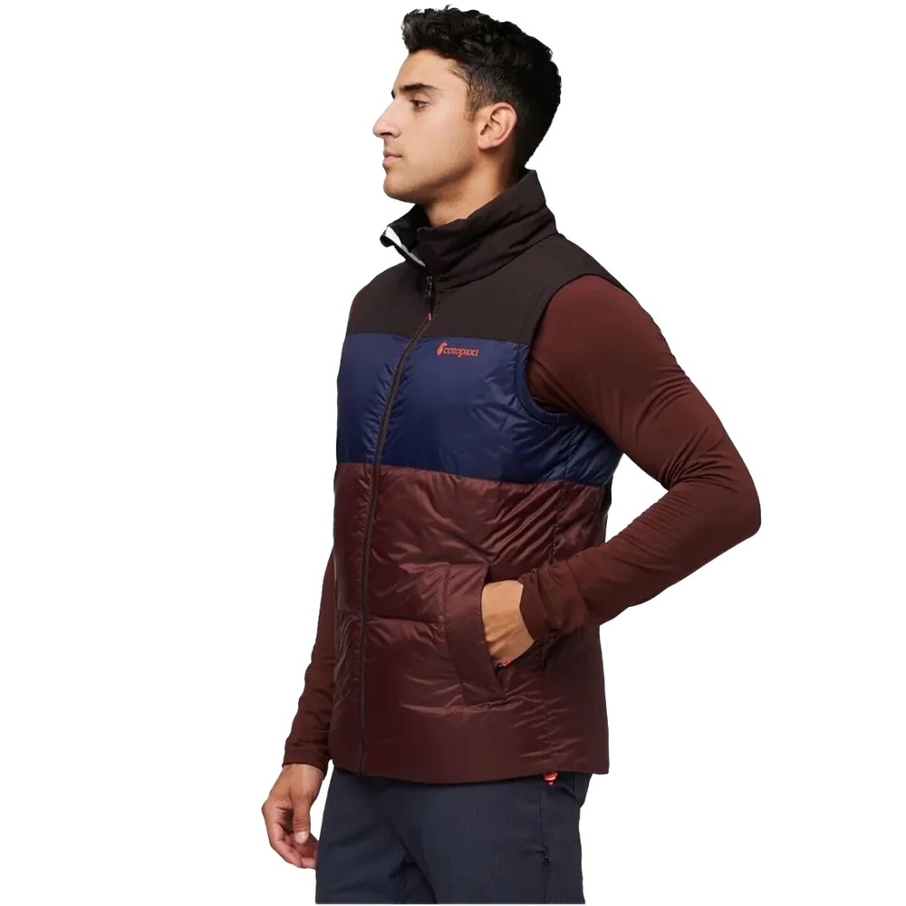 Cotopaxi Men’s XL Solazo Down Vest in Cavern and Chestnut color